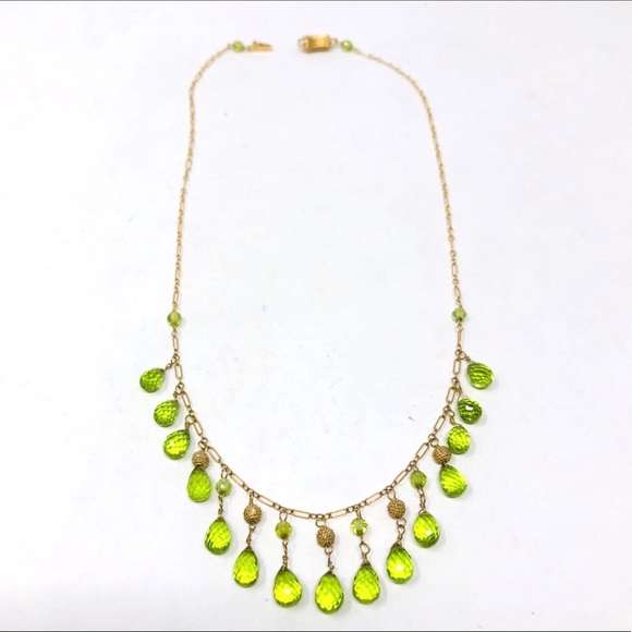Solid 14K green peridot necklace, 10.2g NWOT - Picture 1 of 11